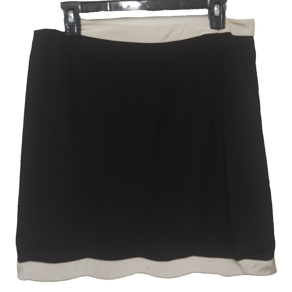 ECI New York Skirt Size 8 Silk Black with Cream trim
